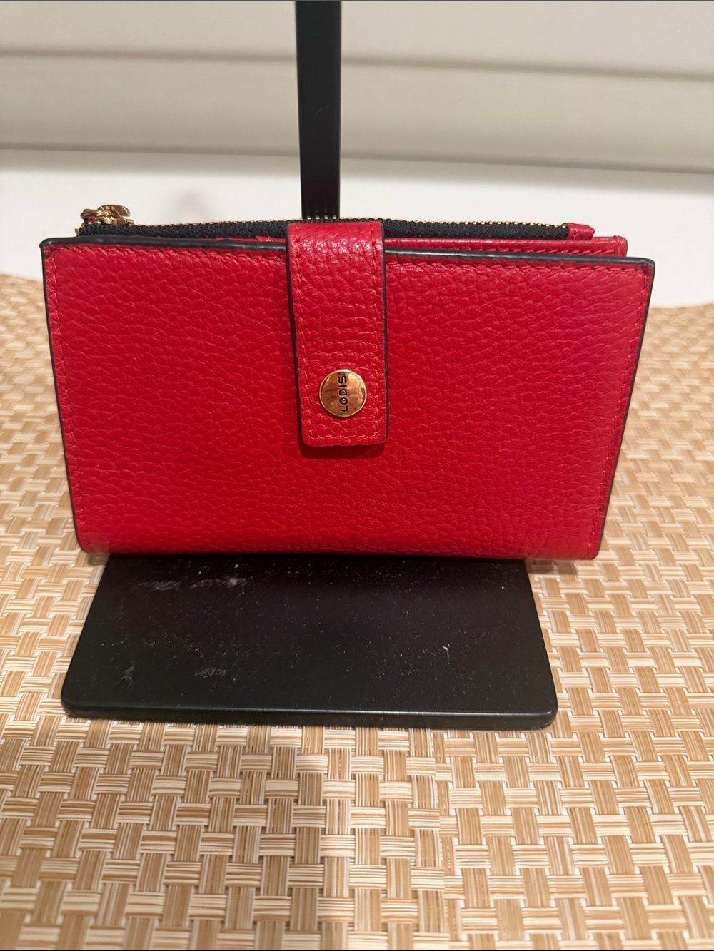 Lodis Red Leather Snap-Closure Wallet